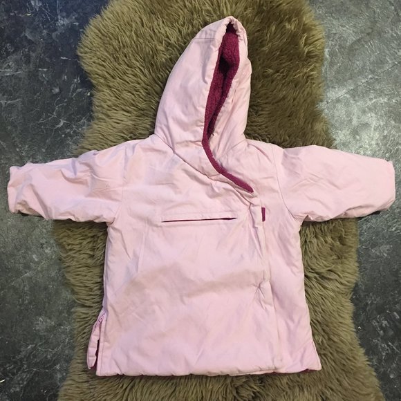 GAP Baby pink & plum winter coat w/hood and double closure  18-24M - Picture 1 of 3